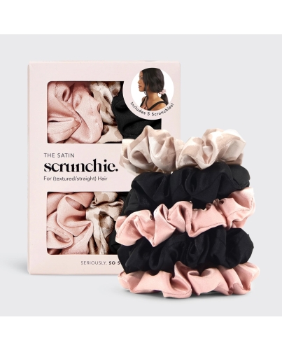 Kitsch Satin Haargummis – 5er-Set Gemischt