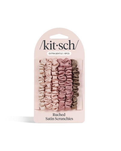 KITSCH Ultra Petite Satin Haargummis 6er-Set Terracotta