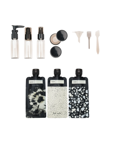 KITSCH Travel Set 11-teilig nachfüllbar - Schwarz & Elfenbein
