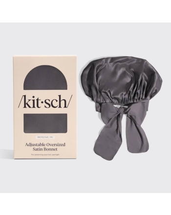 KITSCH Satin Schlafhaube Bonnet Anthrazit Oversized