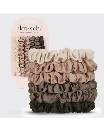 Kitsch Ultra Petite Satin Haargummis 6er-Set – Eukalyptus