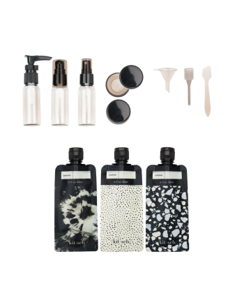 KITSCH Travel Set 11-teilig nachfüllbar - Schwarz & Elfenbein